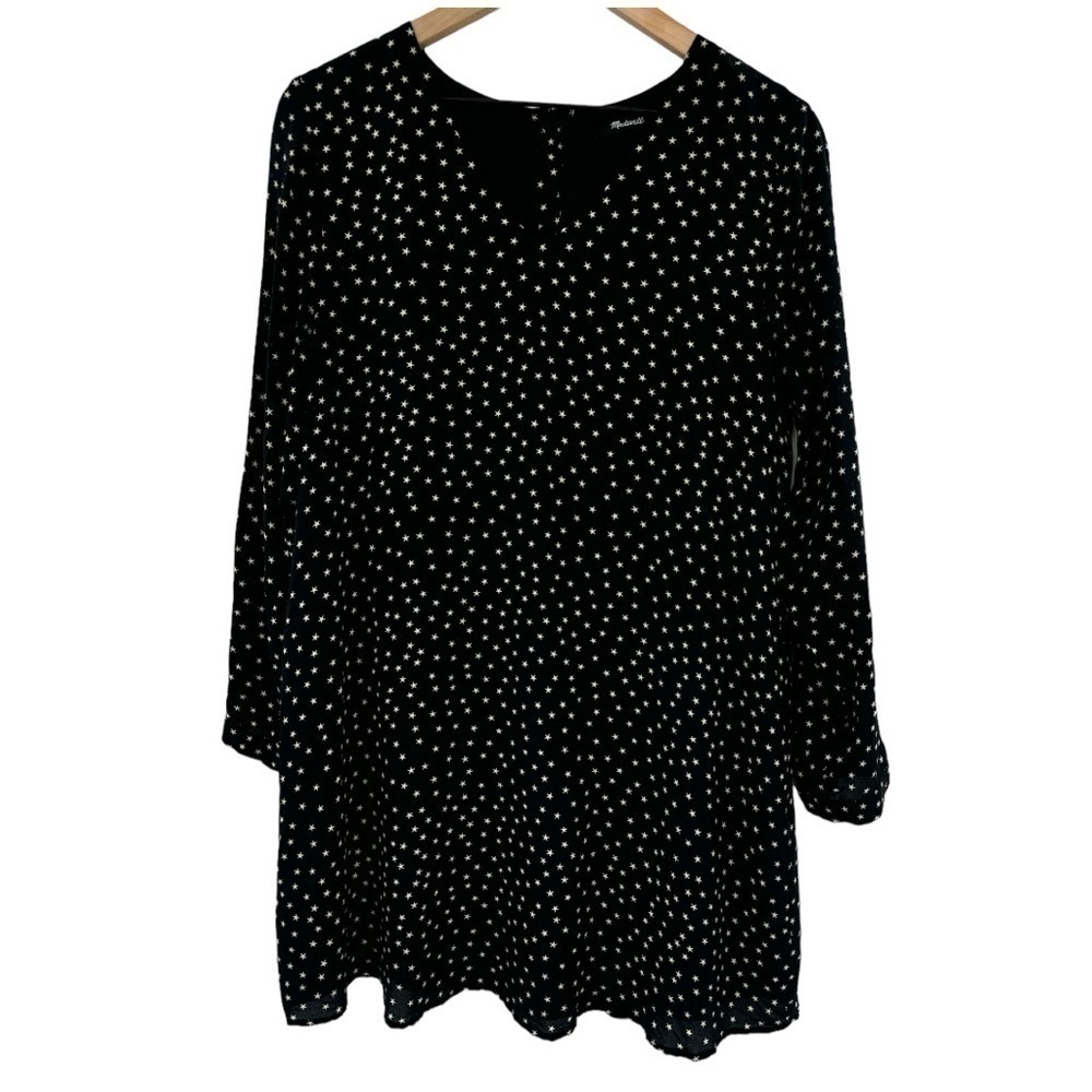 Madewell Star Silk Button Back Dress - Black - Small - Picture 4 of 15